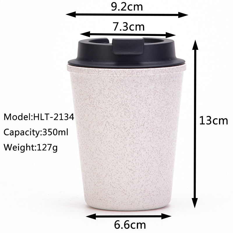 Blue 350Ml Wheat Straw Double Layer Coffee Cup Eco Friendly And Lightweight