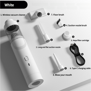 White Cordless Handheld Vacuum Cleaner With Blower Function Compact And Rechargeable 120W Power