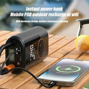 Portable Wireless Air Pump With Power Bank Function 100W Tire Inflator Led Display