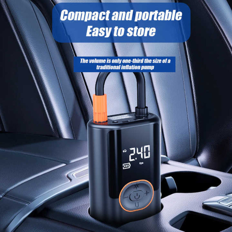 Portable Wireless Air Pump With Power Bank Function 100W Tire Inflator Led Display