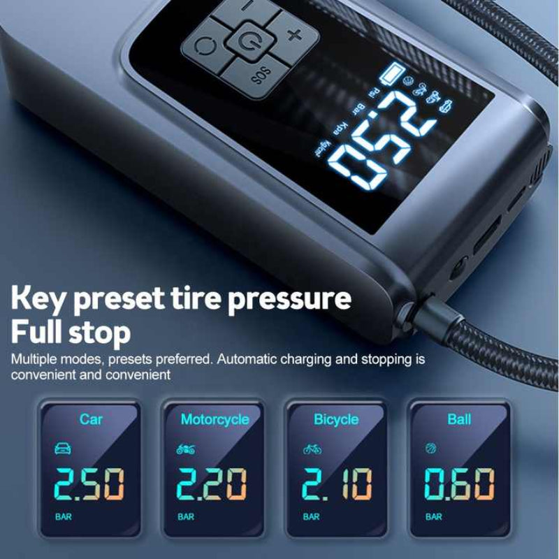 Portable Digital Tire Inflator Pump With Lcd Display Type C Charging And 150 Psi Max Pressure