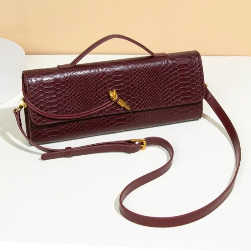 Apricot Elegant Pu Leather Clutch Bag With Snake Print Design Multi Color Options