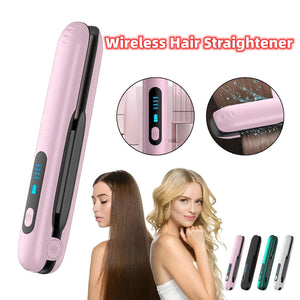 White Wireless Rechargeable Hair Straightener With 5000Mah Battery Portable Design & Adjustable Temperature