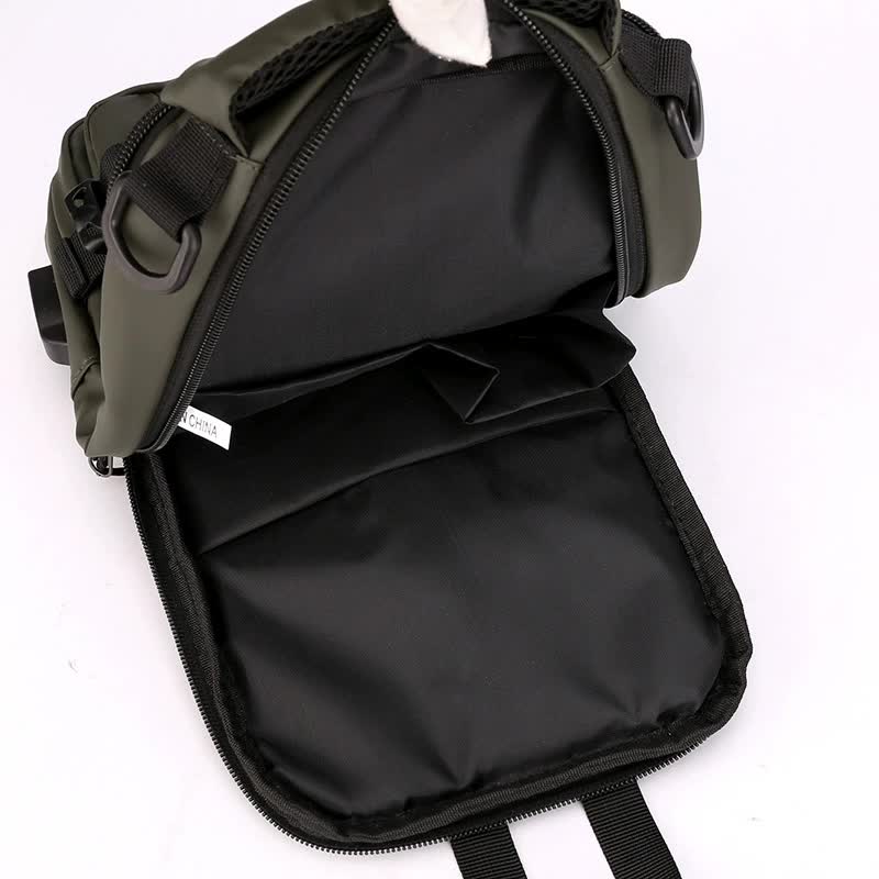 Black Compact Multi Function Nylon Chest Bag Stylish And Practical