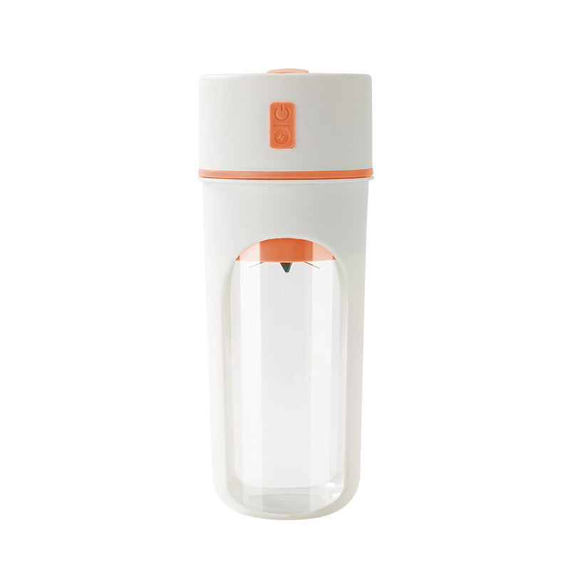 Orange Portable Usb Rechargeable Juicer Bottle 2 In 1 Blender And Drink Cup 480Ml