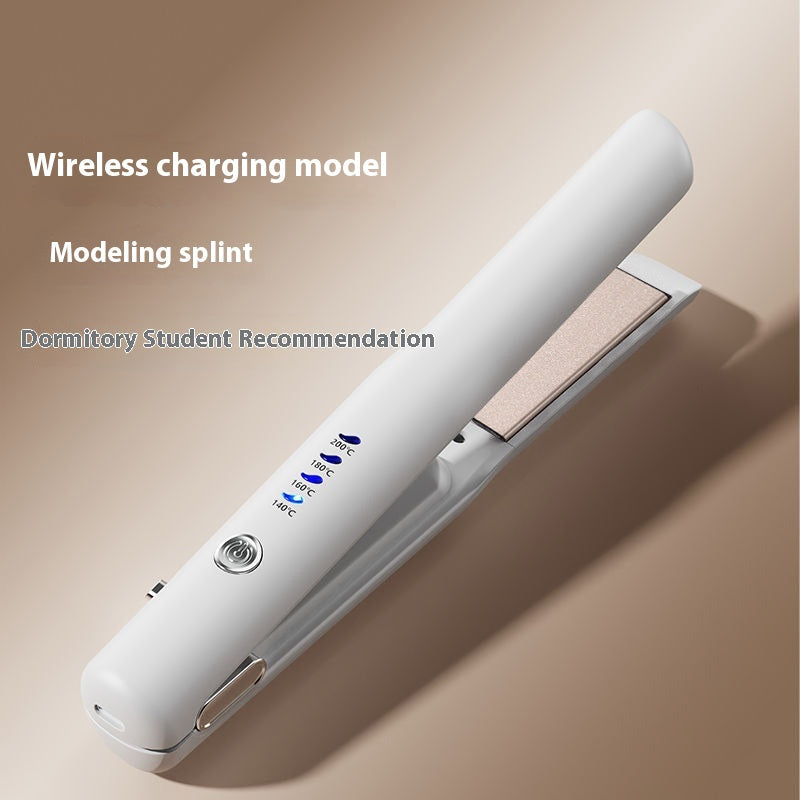 White Portable Wireless Hair Straightener With Adjustable Temperature Usb Type C Charging Lightweight Design