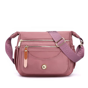 Purple Nylon Crossbody Bag With Multiple Compartments Compact And Stylish Design