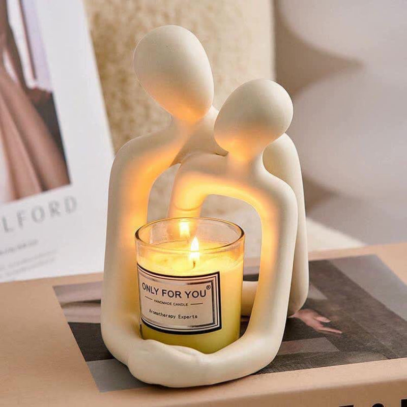 White Abstract Romantic Couple Candle Holder Modern Decorative Ornament