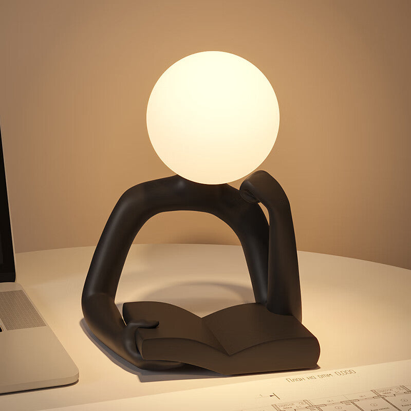 Black Creative Book Reader Desk Lamp Usb Powered Modern Resin Design