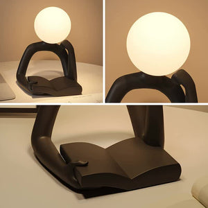 Black Creative Book Reader Desk Lamp Usb Powered Modern Resin Design