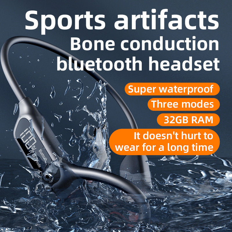 White Waterproof Bone Conduction Bluetooth Headset 32Gb Memory Lightweight & Durable For Sports