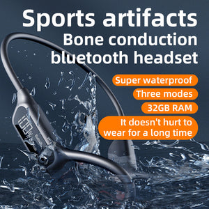 White Waterproof Bone Conduction Bluetooth Headset 32Gb Memory Lightweight & Durable For Sports