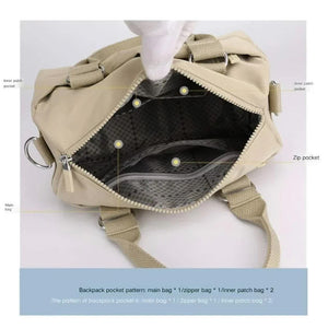 0485# Black Multifunctional Nylon Shoulder Bag Lightweight And Spacious Handbag For Women 20X15x11cm