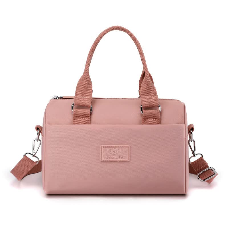 Pink Multifunctional Nylon Shoulder Bag Lightweight And Spacious Handbag For Women 20X15x11cm