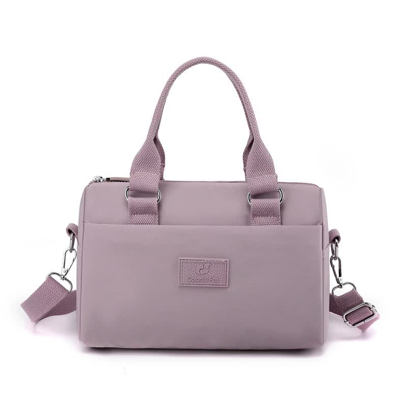 Purple Multifunctional Nylon Shoulder Bag Lightweight And Spacious Handbag For Women 20X15x11cm