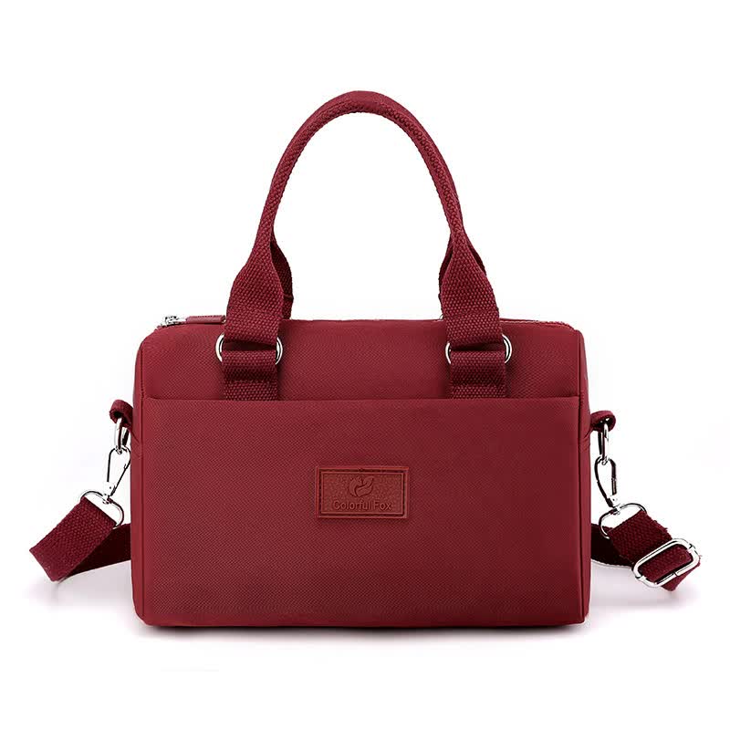 Red Multifunctional Nylon Shoulder Bag Lightweight And Spacious Handbag For Women 20X15x11cm