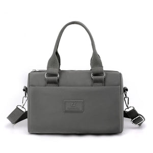 Gray Multifunctional Nylon Shoulder Bag Lightweight And Spacious Handbag For Women 27X18x14cm