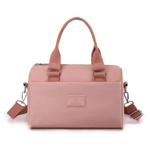 Pink Multifunctional Nylon Shoulder Bag Lightweight And Spacious Handbag For Women 27X18x14cm