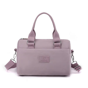 Purple Multifunctional Nylon Shoulder Bag Lightweight And Spacious Handbag For Women 27X18x14cm