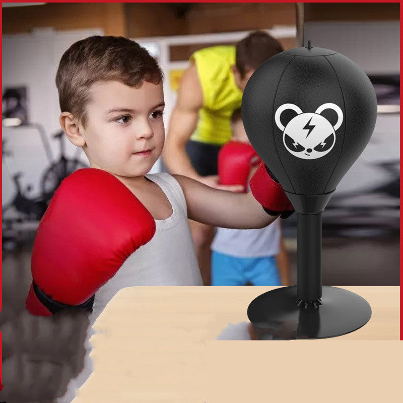 Adjustable Desktop Punching Speed Ball Durable Leather Stable Base (Monkey Pattern And Boxing Gloves Not Included)