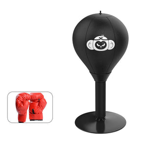 Adjustable Desktop Punching Speed Ball Durable Leather Stable Base (Monkey Pattern And Kids Boxing Gloves)