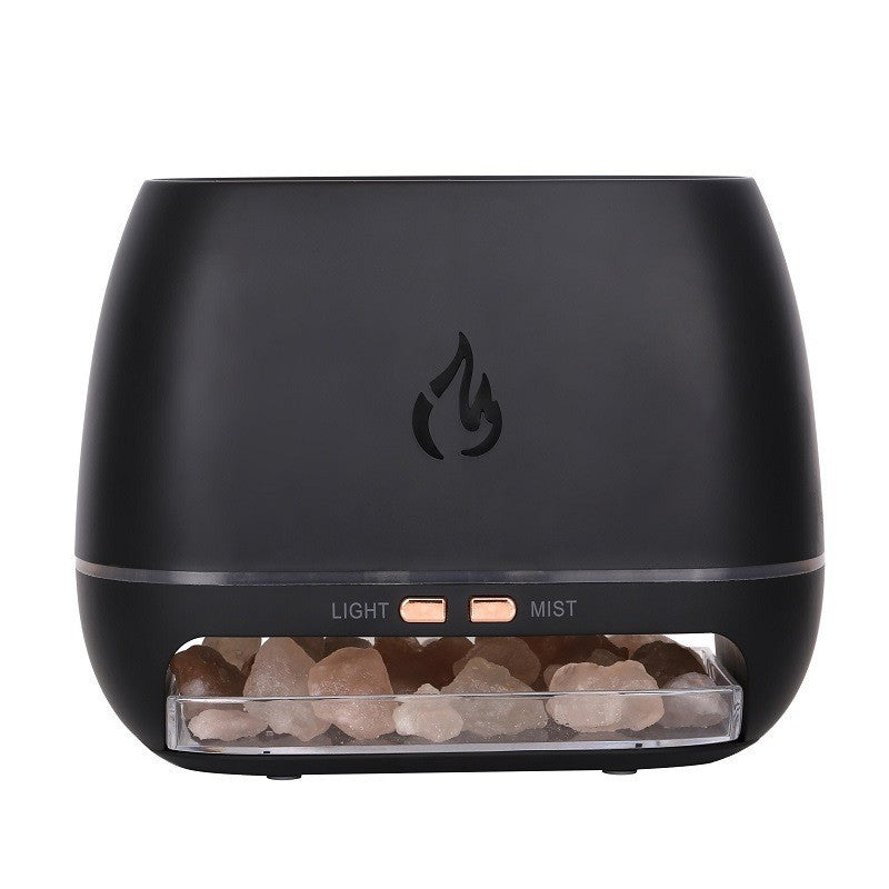 Black Himalayan Salt Flame Aroma Diffuser 250Ml Ultrasonic Humidifier With 7 Color Led Light For Relaxation And Decor