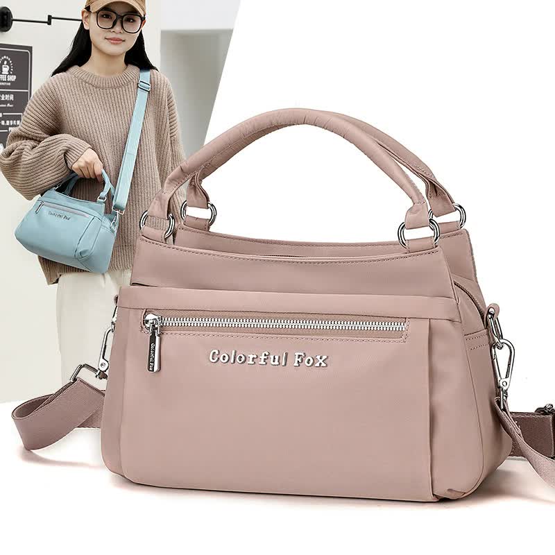 Pink Waterproof Nylon Crossbody Bag Lightweight And Adjustable Strap Shoulder For Women