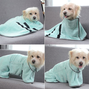 2Pcs/X Size Blue Soft And Absorbent Dog Bathrobe Towel Cozy Pet Drying Wrap For Small Medium Dogs