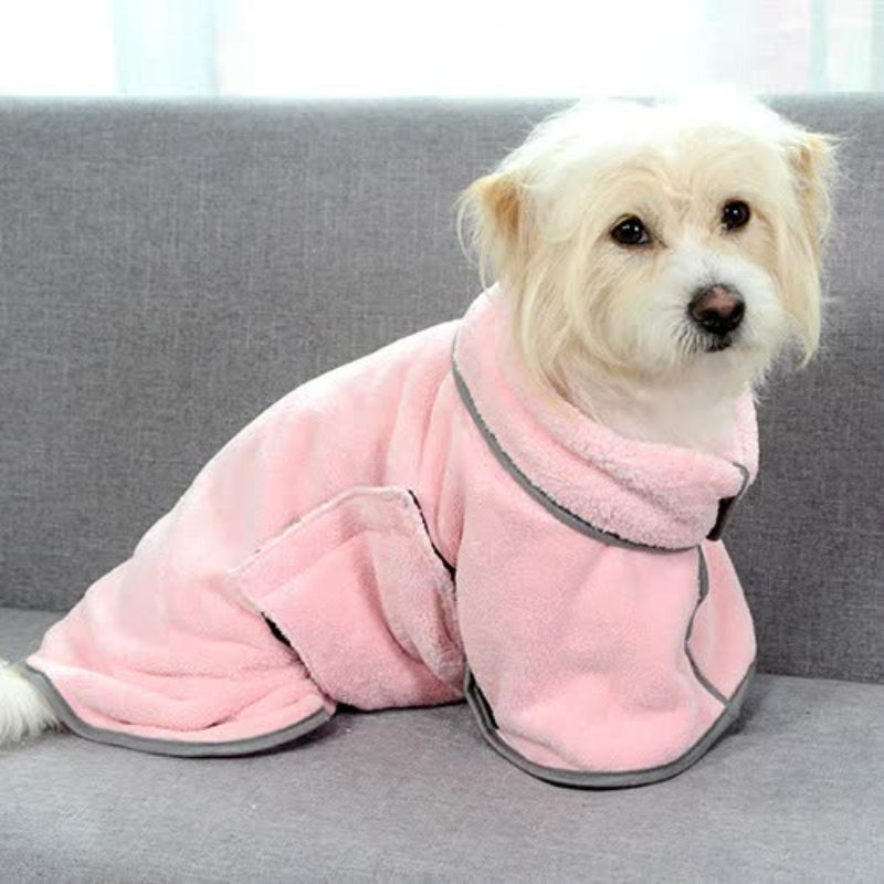 2Pcs Size Pink Soft And Absorbent Dog Bathrobe Towel Cozy Pet Drying Wrap For Small Medium Dogs