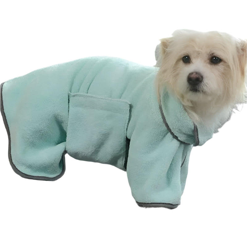 2Pcs Size Green Soft And Absorbent Dog Bathrobe Towel Cozy Pet Drying Wrap For Small Medium Dogs