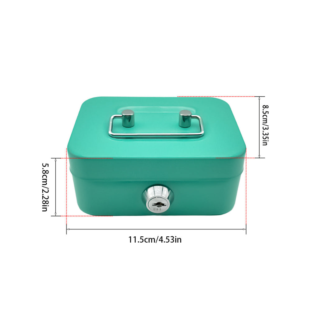 2Pcs/Green Mini Lockable Cash Box With Handle Secure Money Storage