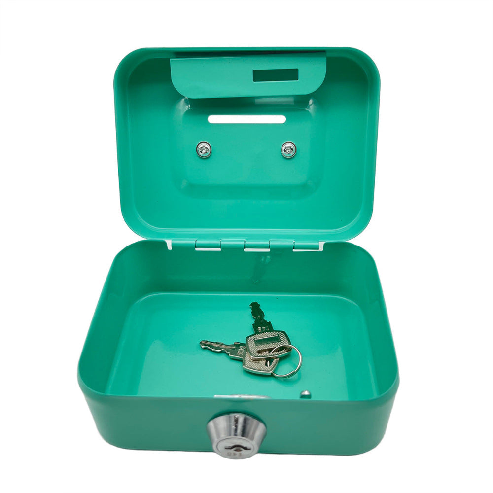 2Pcs/Green Mini Lockable Cash Box With Handle Secure Money Storage