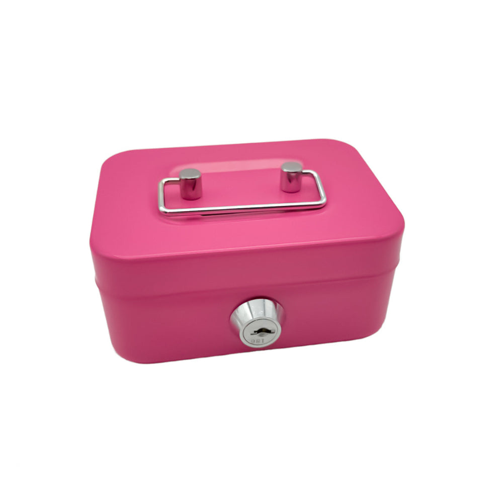 2Pcs/Pink Mini Lockable Cash Box With Handle Secure Money Storage