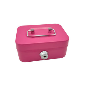 2Pcs/Pink Mini Lockable Cash Box With Handle Secure Money Storage