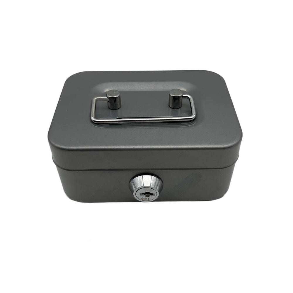 2Pcs/Gray Mini Lockable Cash Box With Handle Secure Money Storage