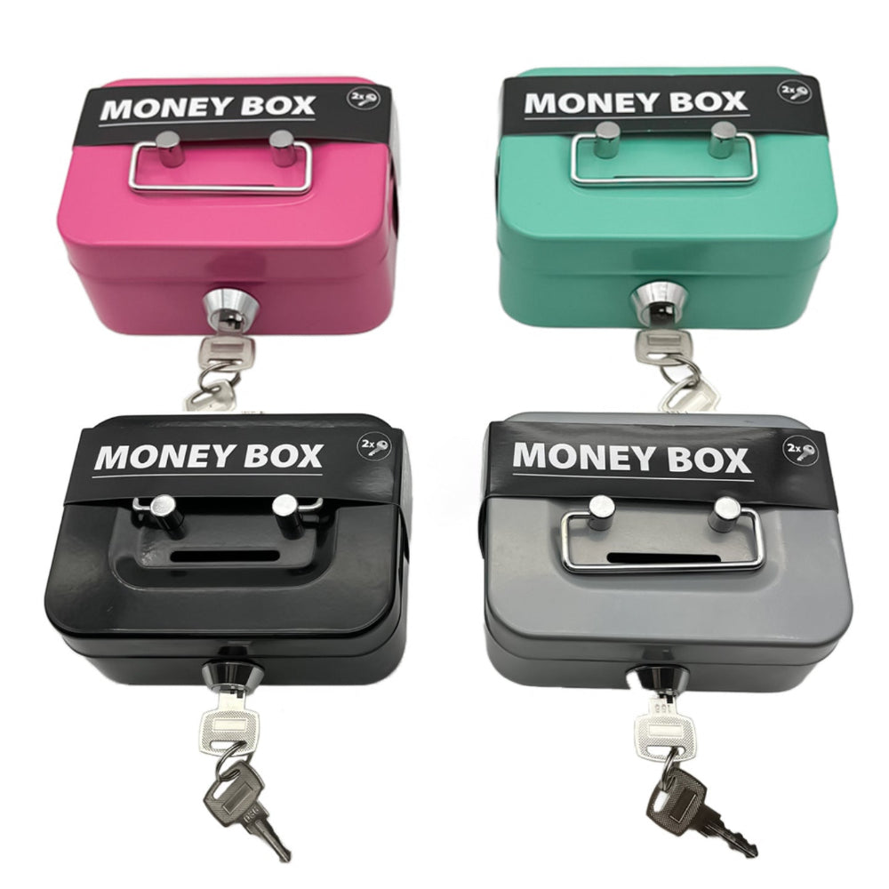 2Pcs/Gray Mini Lockable Cash Box With Handle Secure Money Storage