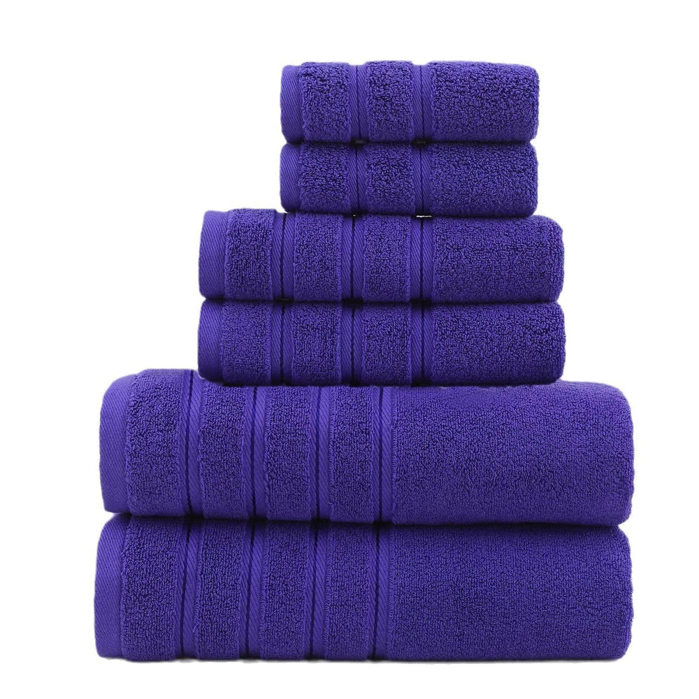 Purple Luxury Cotton Towel Set 6 Piece Ultra Soft Bath Hand And Washcloth