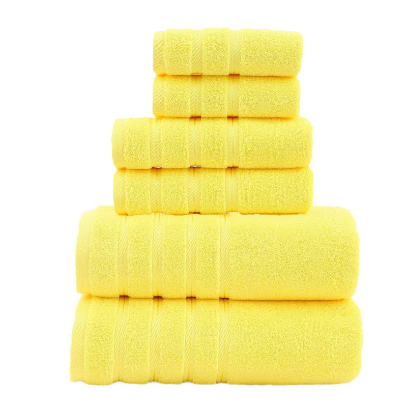 Yellow Luxury Cotton Towel Set 6 Piece Ultra Soft Bath Hand And Washcloth