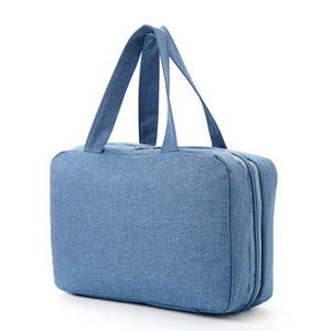 Blue Multipurpose Portable Travel Toiletry Bag Waterproof Cosmetic Organizer With Zipper