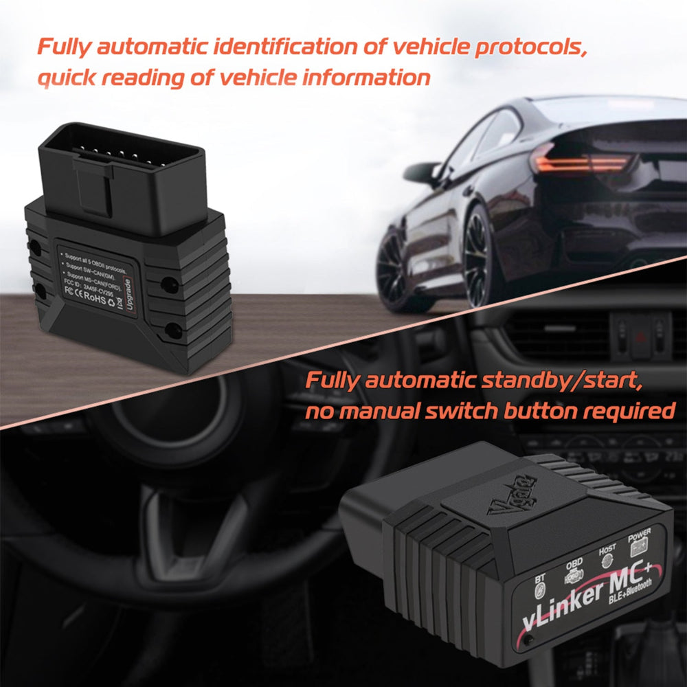 (Bluetooth 3.0 Version) Vgate Vlinker Mc+ Obd2 Diagnostic Scanner Supports Multiple Car Models & Advanced Protocols Comp