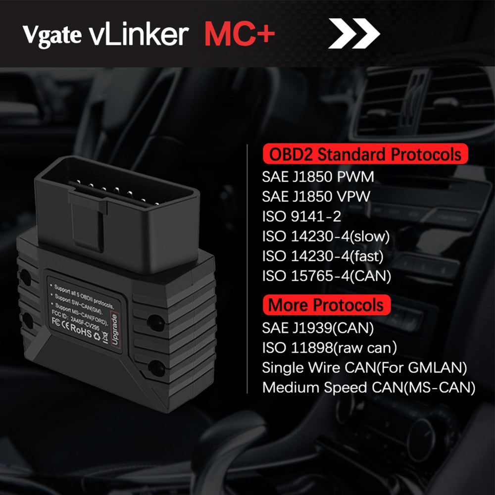 (Bluetooth 3.0 Version) Vgate Vlinker Mc+ Obd2 Diagnostic Scanner Supports Multiple Car Models & Advanced Protocols Comp