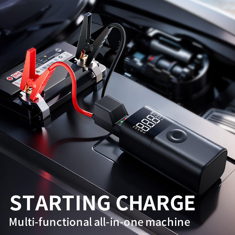 10000 Mah Portable Multifunctional Car Jump Starter & Tire Inflator All One 12V Device With Phone Charging Led Lighting