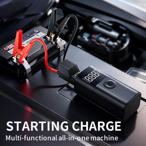 10000 Mah Portable Multifunctional Car Jump Starter & Tire Inflator All One 12V Device With Phone Charging Led Lighting