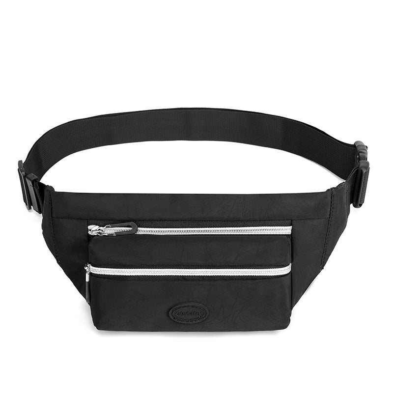 Black Casual Chest Bag Water Resistant Compact Waist Pack For Women With Adjustable Strap