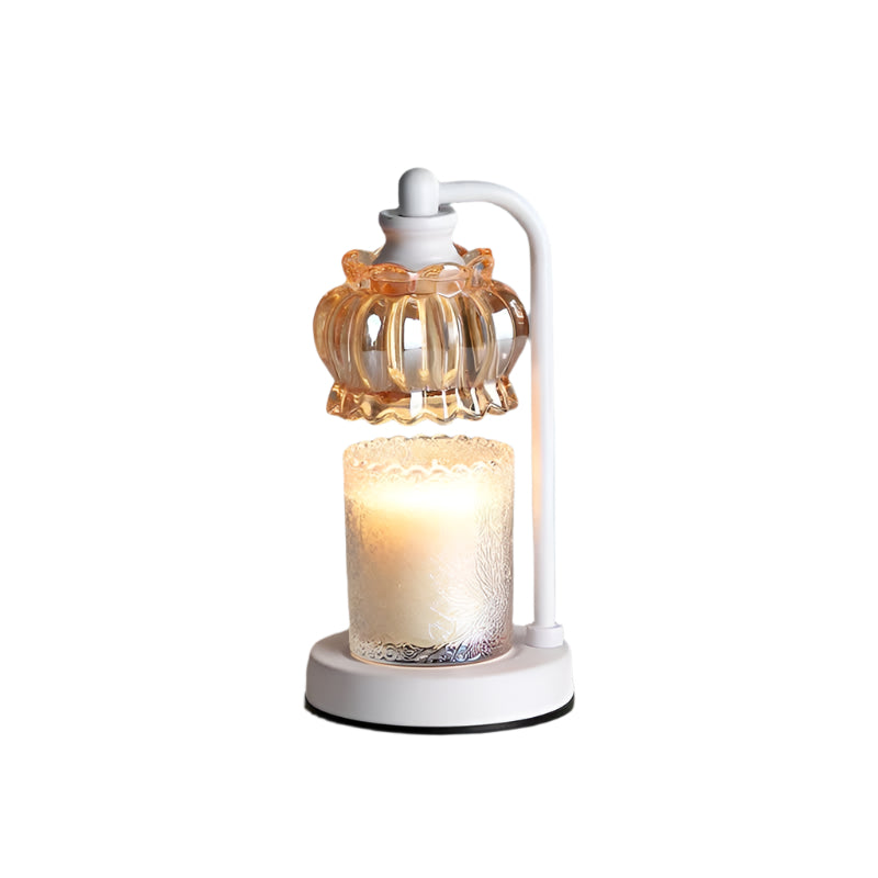 White Vintage Glass Shade Candle Warmer Lamp With Dimmer And Bonus Bulbs Elegant Home Decor