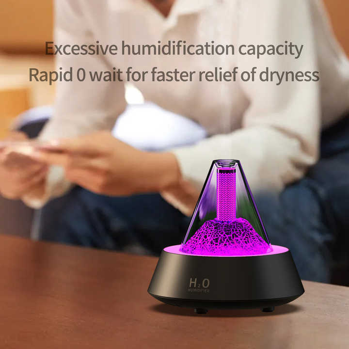 White Pyramid Flame Mist Humidifier With Ambient Lighting Ultrasonic Aromatherapy Diffuser