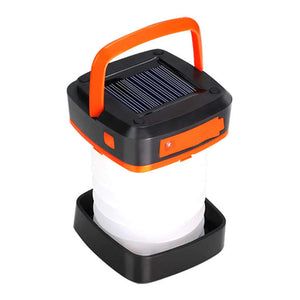 Orange Collapsible Solar Led Camping Lantern With Usb Charging Portable Outdoor Light