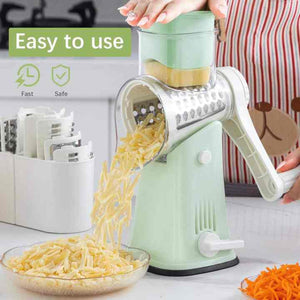 White 10 In Manual Vegetable Slicer With Interchangeable Blades Multifunctional Rotary Grater And Shredder For Kitchen U