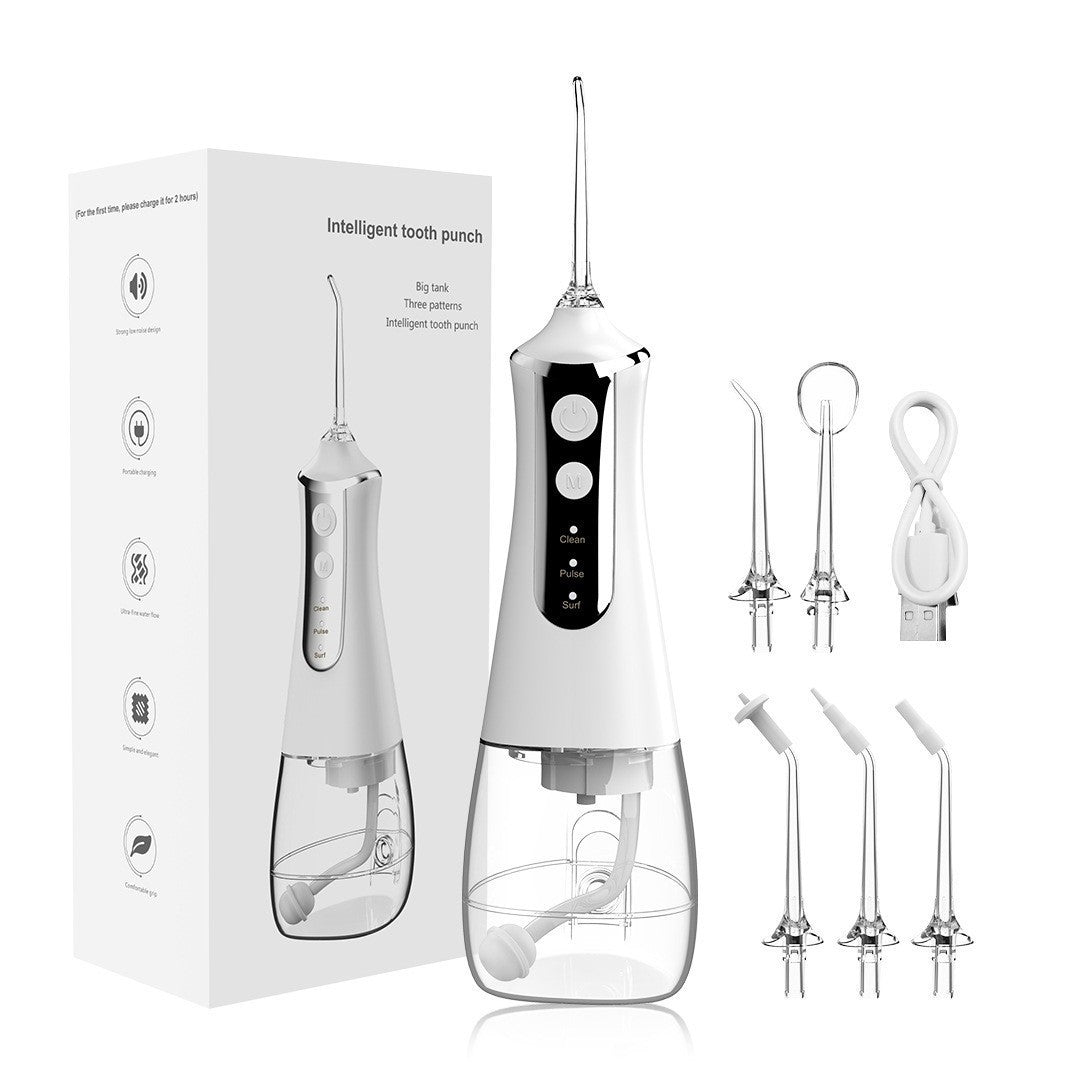 White 300Ml Cordless Water Flosser With 5 Nozzles Rechargeable Portable Oral Irrigator