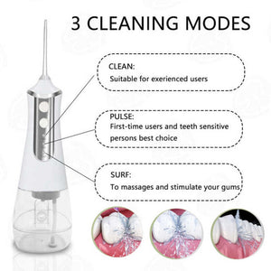 White 300Ml Cordless Water Flosser With 5 Nozzles Rechargeable Portable Oral Irrigator